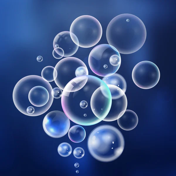 Setzen bunte Blasen im Vektor. isolierte Wasserblasen sammeln — Stockvektor