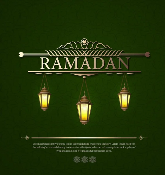 Arabic vector Lamp on green background for Ramadan Kareem. Hangi — Stock Vector