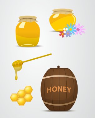 Varil ve kutular arı kovanı vektör kümesi.