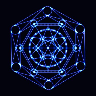 Vektör mavi neon altıgen geometrik süsleme ile.