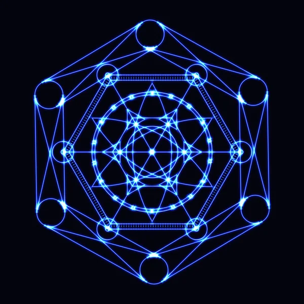 Vektör mavi neon altıgen geometrik süsleme ile.
