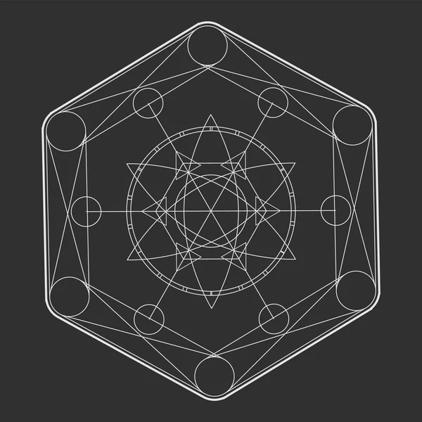 Hexagone monochrome vectoriel avec ornement géométrique . — Image vectorielle