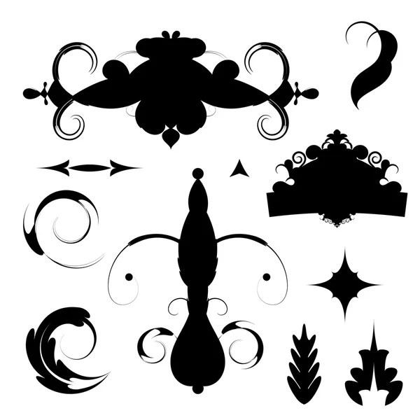 Líneas de mimbre y elementos decorativos antiguos en vector . — Vector de stock