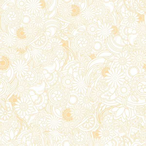 Floral yellow background. Seamless texture with flowers and gree — 图库矢量图片