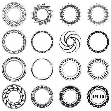 Fraktal ayarla ve şekil eleman girdap. Vintage tek renkli sunuluyor