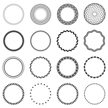 Fraktal ayarla ve şekil eleman girdap. Vintage tek renkli sunuluyor