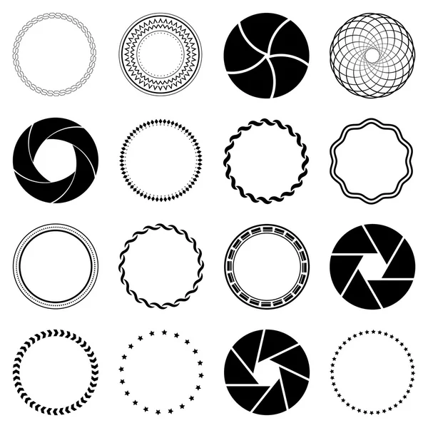 Set fractal and swirl shape element. Vintage monochrome differen — Stock Vector