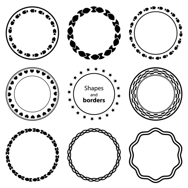 Fractal instellen en vormelement wervelen. Vintage monochroom differen — Stockvector