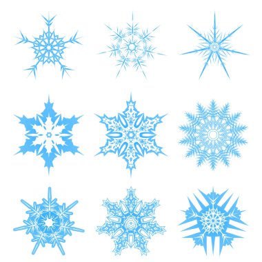 Yeni yıl 2016 için kar taneleri kümesi. Doğrusal yuvarlak fi kümesi