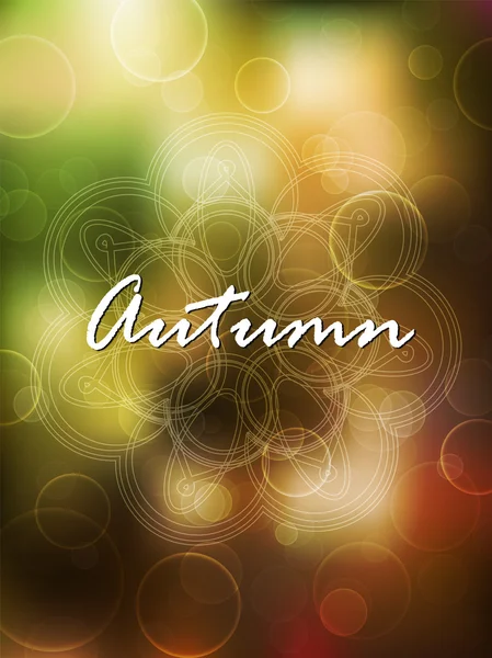 Autumn time, day. Green and orange blurred background with bokeh — Stock vektor