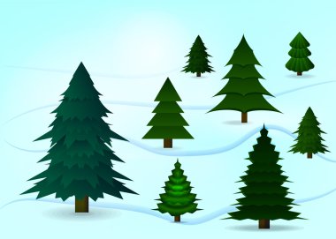 Noel ağacı kar üzerinde ayarlayın. Açık mavi renkli