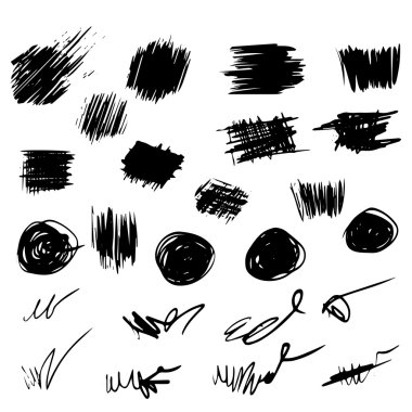 Kalem çizimler. Çizilmiş karalama şekil A doodle satır kümesi el 