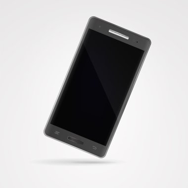 Modern koyu gri smartphone dokunmatik ekranda beyaz adam ile