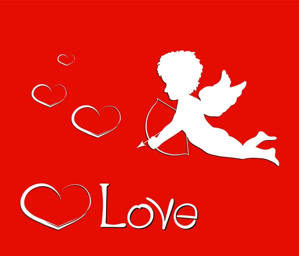Fröhlicher Valentinstag. Schriftzug Komposition mit Liebe, Amor und — Stockvektor