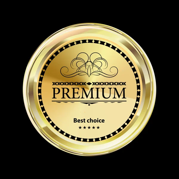 VIP-exclusieve gouden label. Betrouwbaarheid en comfort. Gele embleem — Stockvector