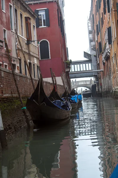 Gondole na molo w Wenecji — Zdjęcie stockowe