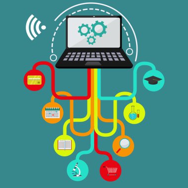 Internet uygulamaları ve simgeler vektör konsepti ile bağlantı