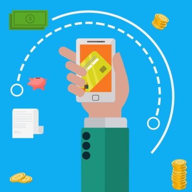 Akıllı telefon vektör kavramı ile mobil ödeme