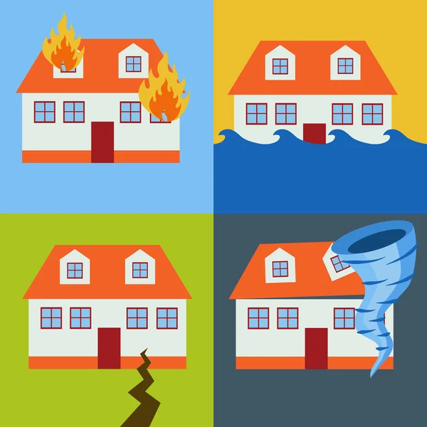 Домашнее страхование от стихийных бедствий — стоковый вектор