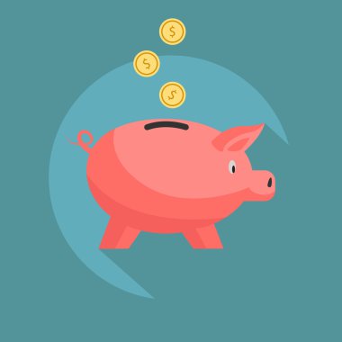 Piggy banka tasarruf ve yatırım vektör simge planlama