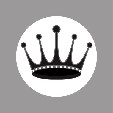Siyah ve beyaz taç tasarım vektör simgesi