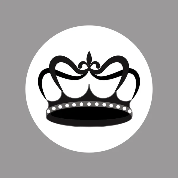 Icono de vector de diseño de corona en blanco y negro — Vector de stock