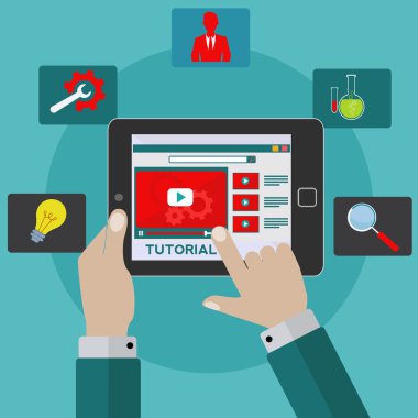 Tablet vektör kavramı üzerinde video özel öğretmen