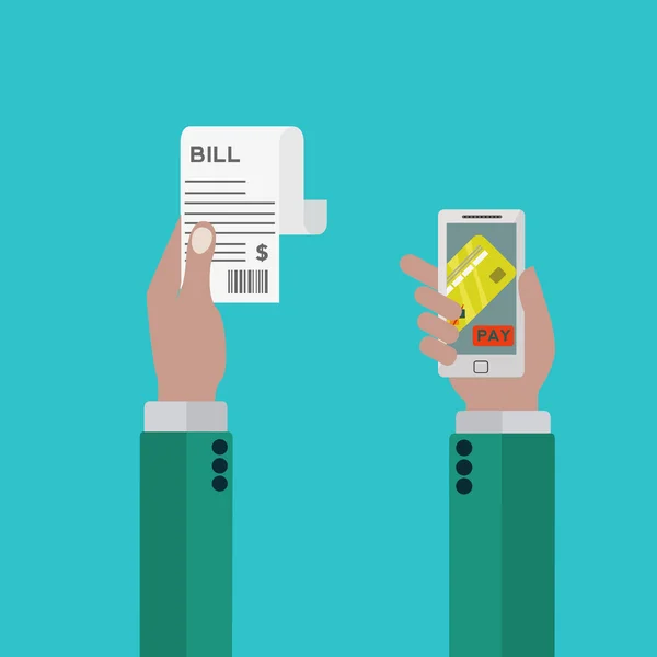 Paying bills via mobile phone vector concept — Stock Vector