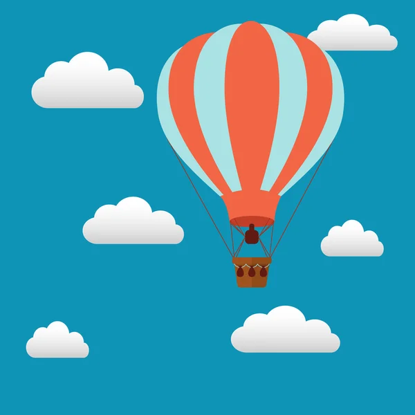 Hete lucht ballon in de hemel vectorillustratie — Stockvector