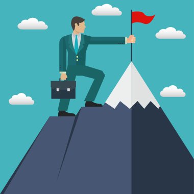 Onun amacı, dağ, başarı vektör kavramı üst ulaşmasını işadamı