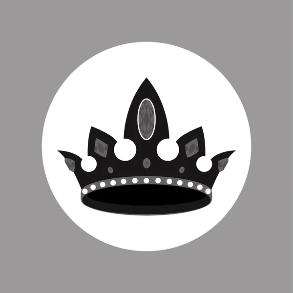 Corona en blanco y negro con rubíes diseño vectorial — Vector de stock