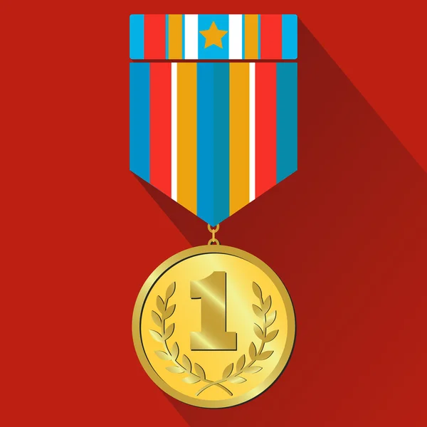 Ilustração do vetor da medalha de ouro número um — Vetor de Stock