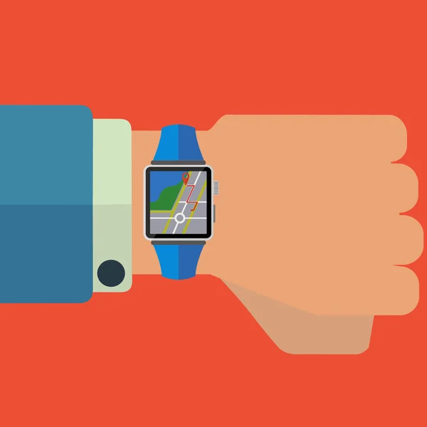 Slimme horloge kaarten en navigatie applicatie vector concept — Stockvector