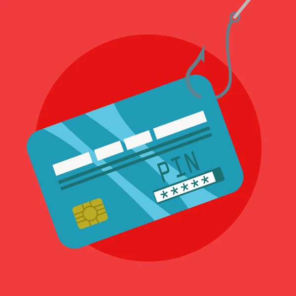 Phishing danych karty kredytowej, koncepcja wektor ataku hakera — Wektor stockowy