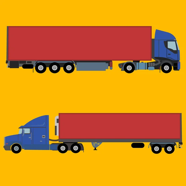 Ciężarówki na długich dystansach wysyłka ilustracji wektorowych na pomarańczowym tle — Wektor stockowy