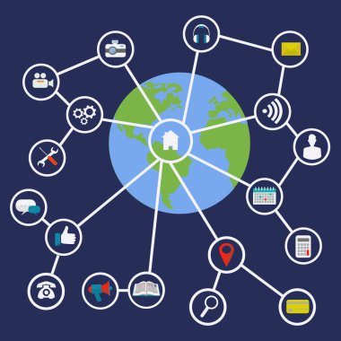 Internet bağlantısı dünya vektör kavramının