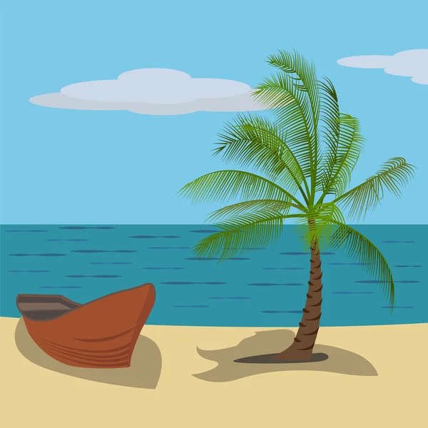 Disegno vettoriale di una destinazione tropicale di vacanza — Vettoriale Stock