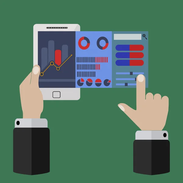 Εικονογράφηση φορέας κινητό app για γραμμή εμπορίας και αγοράς ανάλυση — Διανυσματικό Αρχείο