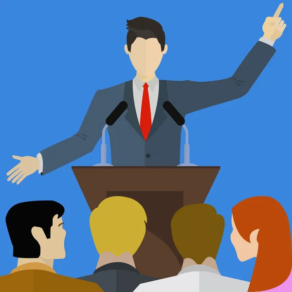 Orador hablando frente a una audiencia — Vector de stock