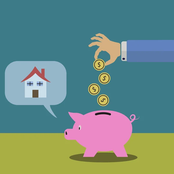 Économiser de l'argent pour acheter une maison — Image vectorielle