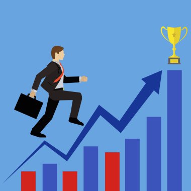 Stok başarı vektör kavramı için tırmanma işadamı