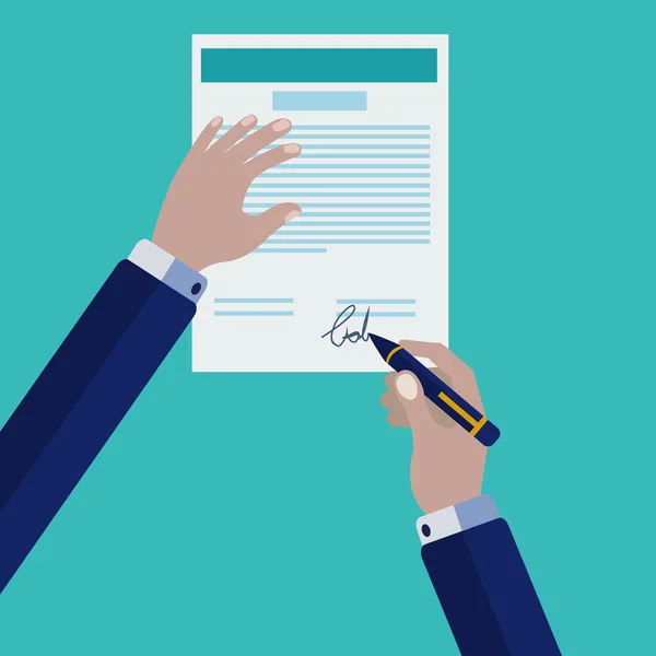 Firma de un vector de contrato ilustración — Vector de stock