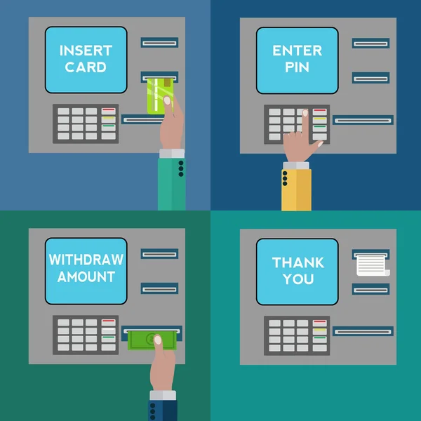 Concepto vectorial de uso de terminal ATM — Vector de stock