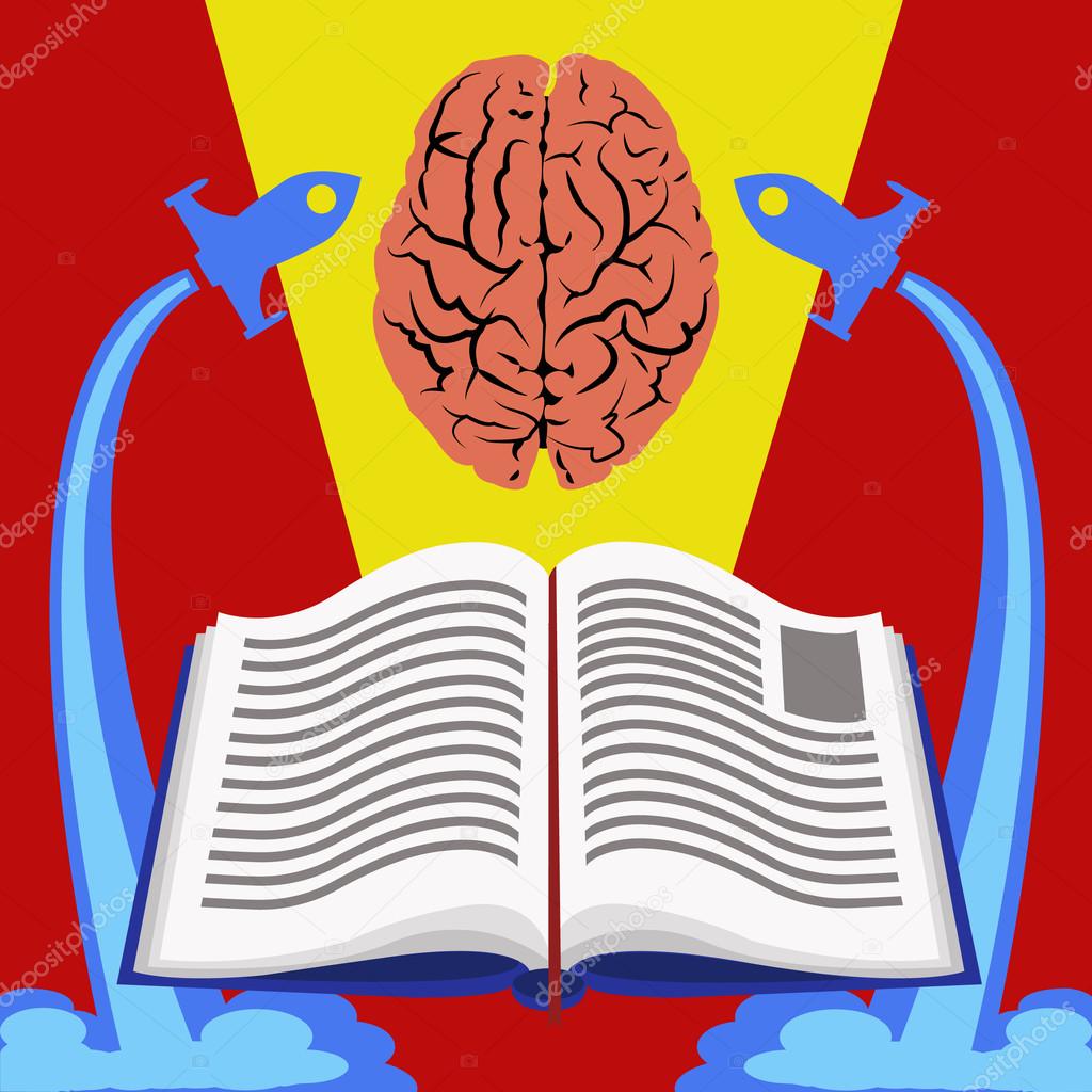 Education from books to brain vector concept