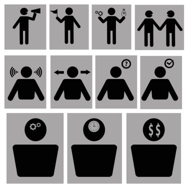 İş stickmen vektör simgeler kümesi