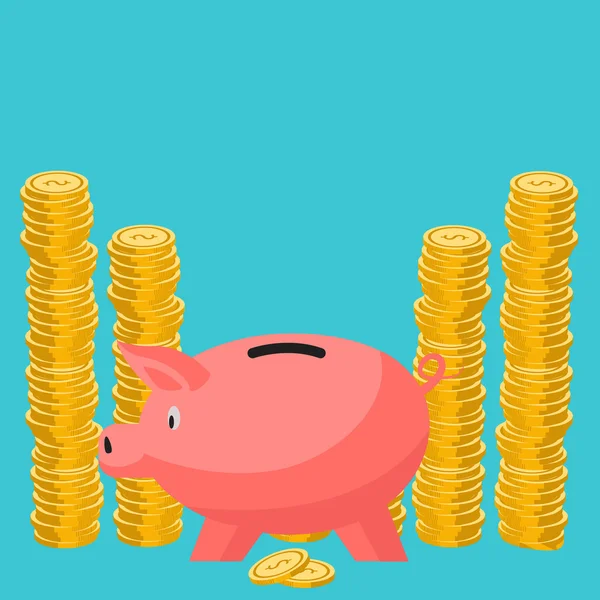 Piggy Bank concepto vector de ahorro — Vector de stock