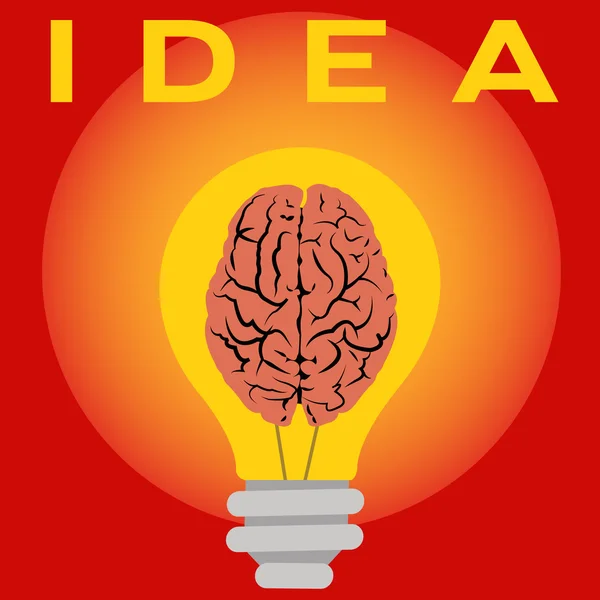 Ideia iluminando o cérebro humano como um conceito de vetor de lâmpada — Vetor de Stock