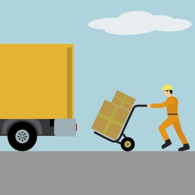 Alt tekerlek barrow van vektör çizim yükleme ile