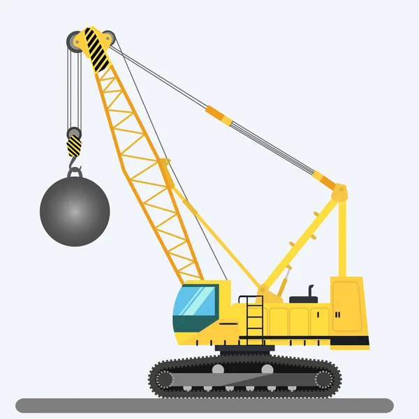 Wrecking grúa de bolas, maquinaria pesada vector ilustración — Archivo Imágenes Vectoriales