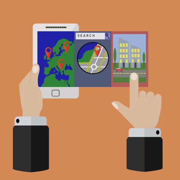 Konum ve geo tagging vektör kavramı için mobil uygulama